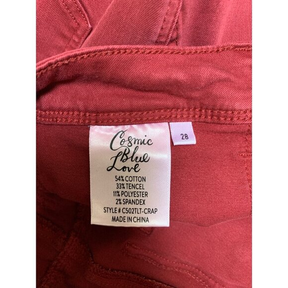 Cosmic Blue Love Red Tencel Cotton Blend Pants Womens Size 28 - Picture 3 of 3